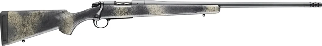 Bergara Rifles B14LM518 B-14 Wilderness Ridge 300 PRC 3+1 24" Threaded, Sniper Gray Cerakote Barrel/Rec, SoftTouch Woodland Camo Synthetic Stock, Omni Muzzle Brake