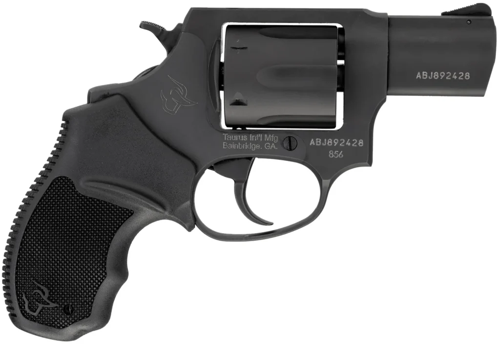 Taurus 285621 856 *CA Compliant Small Frame 38 Special 6rd 2" Matte Black Carbon Steel Barrel, Cylinder & Frame, Black Finger Groove Rubber Grip, Transfer Bar Safety