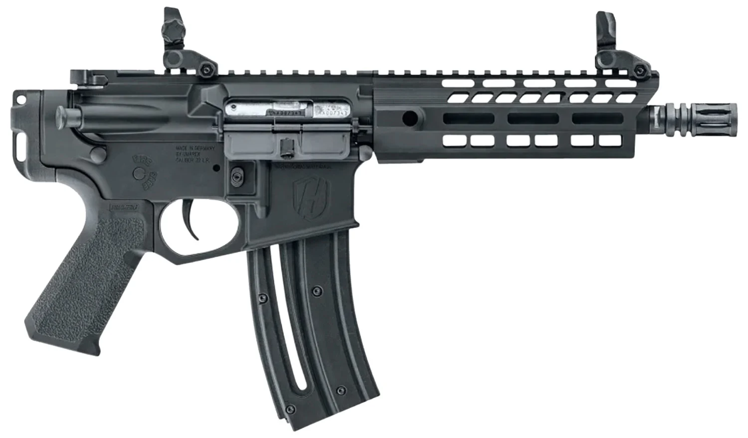 Hammerli Arms 5760507 Tac R1 C 22 LR 20+1 9″ Threaded, Black, No Brace, Aluminum Upper & Lower Receivers, Textured Grip, Flip Up Front/Rear Sights