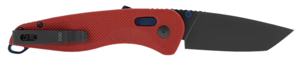 S.O.G SOG11410841 Aegis AT 3.13" Folding Tanto Plain Black TiNi Cryo D2 Steel Blade/Rescue Red w/Indigo Accents GRN Handle