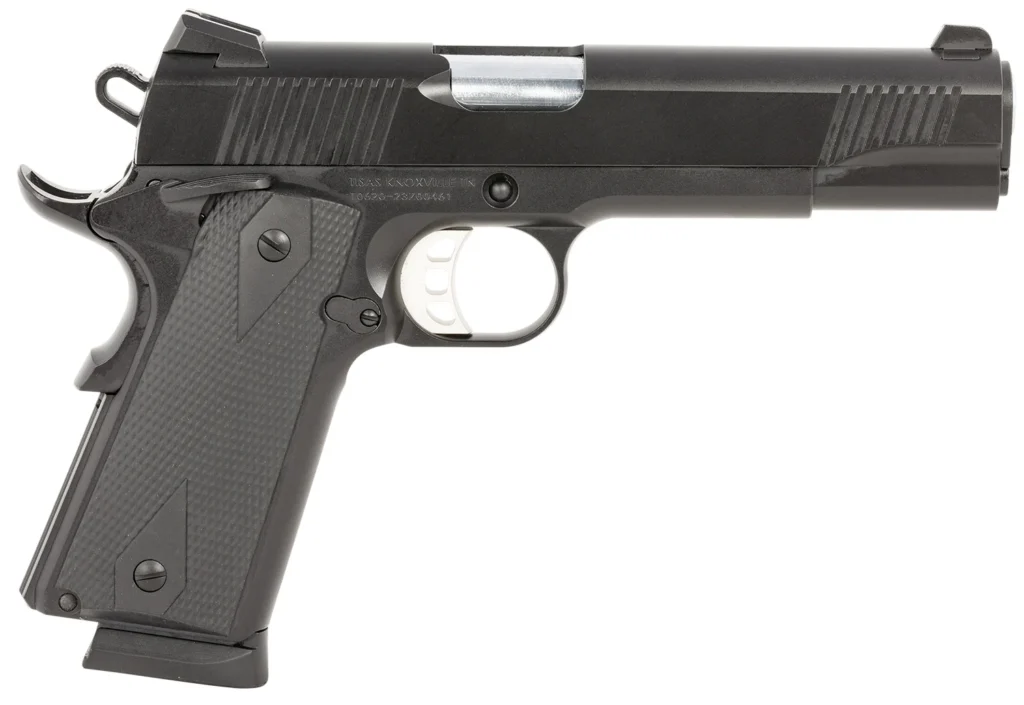 Tisas 10100528 1911 Duty 45 ACP 8+1 5" Black Steel Barrel, Black Cerakote Serrated Steel Slide, Black Cerakote Steel Frame w/Beavertail, Ambidextrous