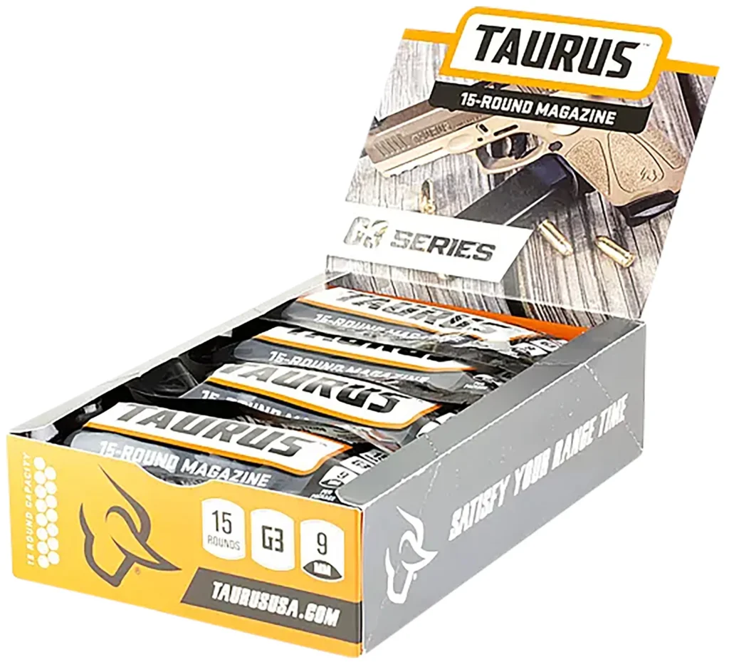 Taurus 389000901 G3 Magazine Pop Display 15rd 9mmLuger Black Steel w/ Polymer Base Plate (12 Mags)