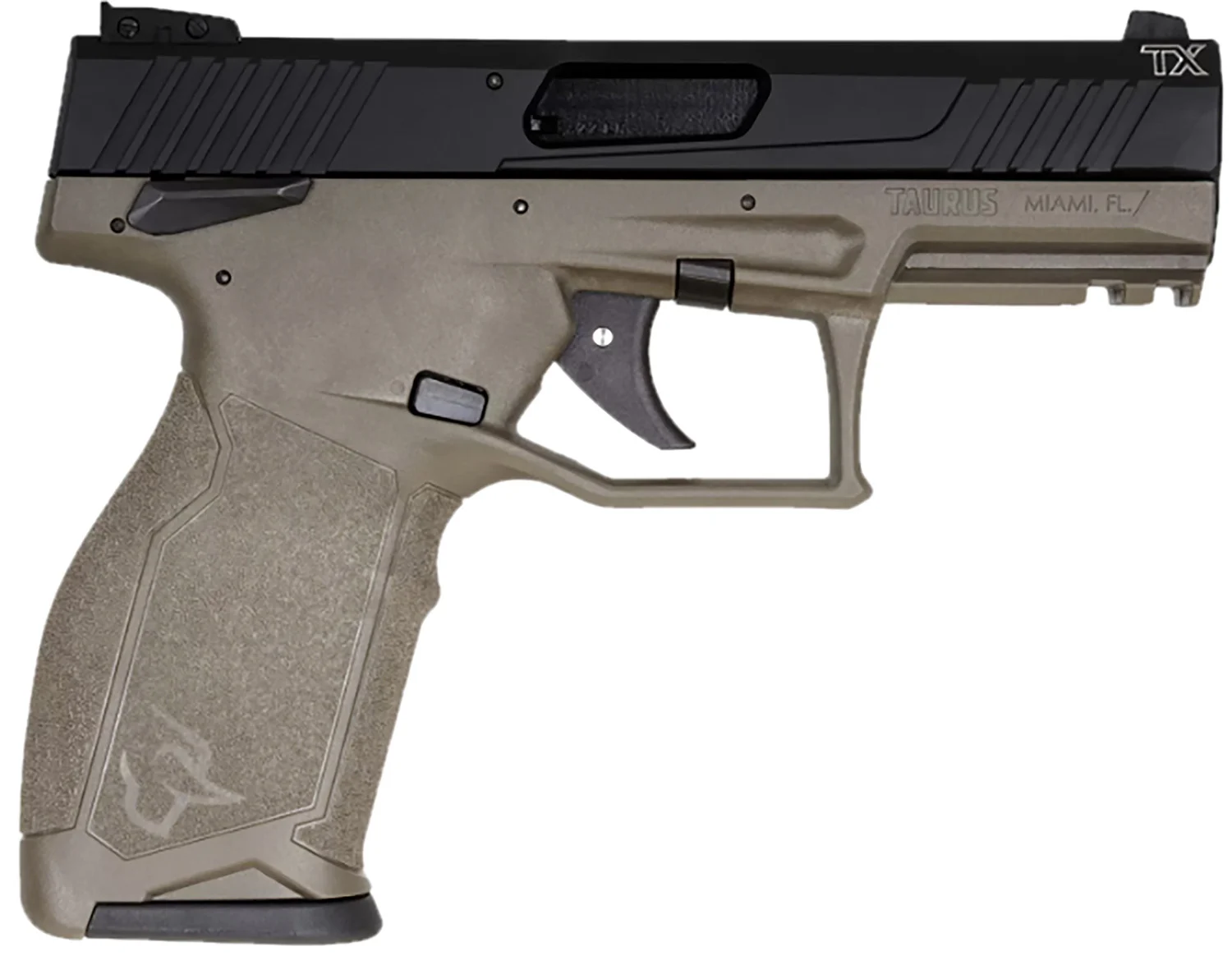Taurus 1-2TX22141O 2TX Full Size Frame 22 LR 22+1 4.60" Matte Black Threaded Barrel, Black Anodized Serrated Slide, OD Green Polymer Frame w/Picatinny Rail, Textured Grip