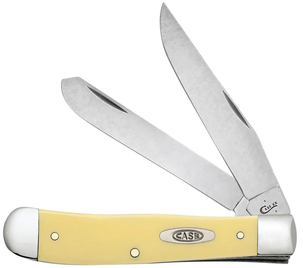Case 30114 Trapper  Folding Clip Point/Spey Plain Mirror Polished Carbon Steel Blade/Smooth Yellow Synthetic Handle