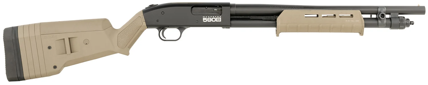 Mossberg 51608 590S Compact 12 Gauge Pump 3" 9+1 18.50" Drilled & Tapped Receiver, Synthetic Stock
