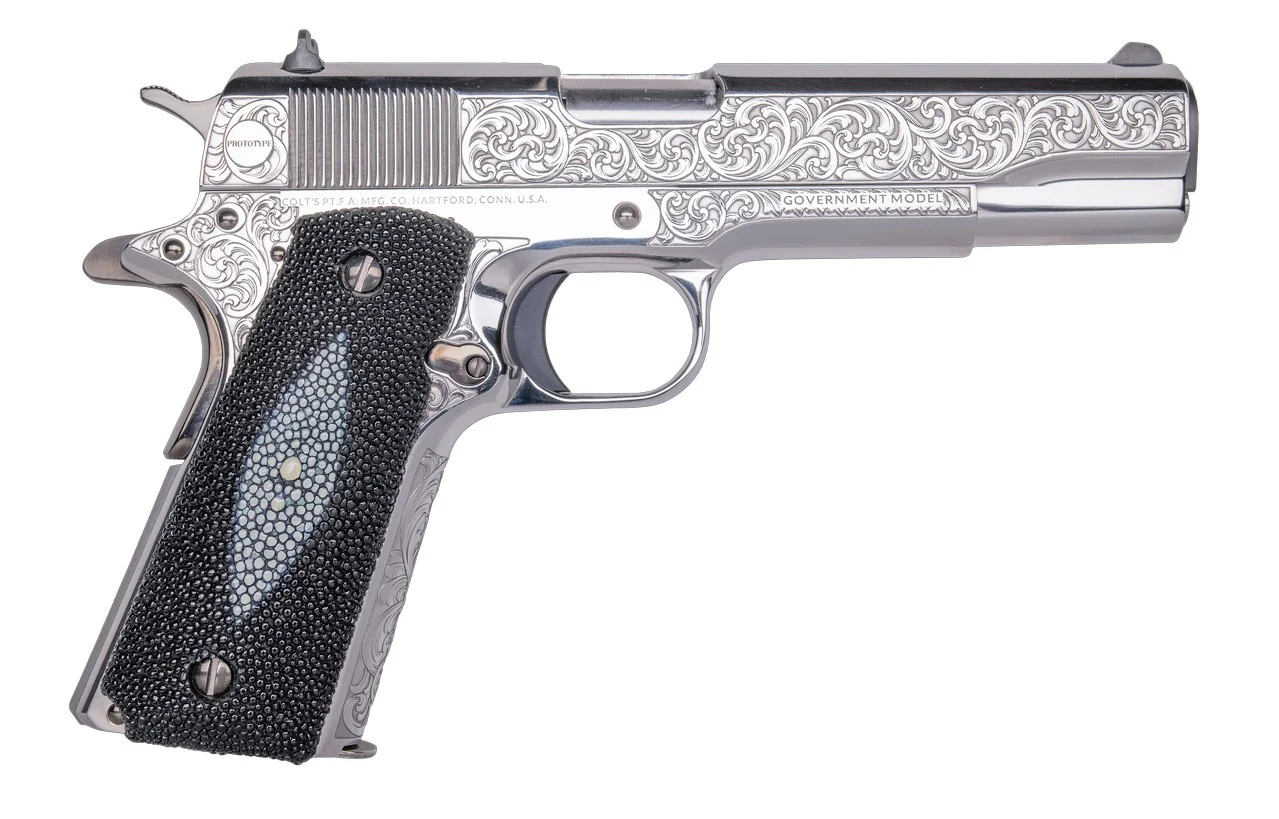 CNC COLT 1911 TUXEDO 38 SUP 5IN BARREL 9RD BLUED ENGRAVED 1 OF 300 CNCTUX38 - Colt