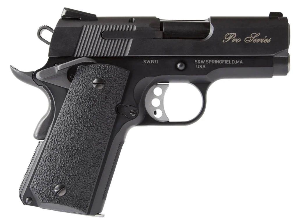Smith & Wesson 178053 1911 Performance Center Pro *MA Compliant Sub-Compact Frame 9mm Luger 8+1, 3" Black Stainless Steel Barrel, Serrated Slide & Aluminum Frame w/Beavertail, Black Stippled Grip
