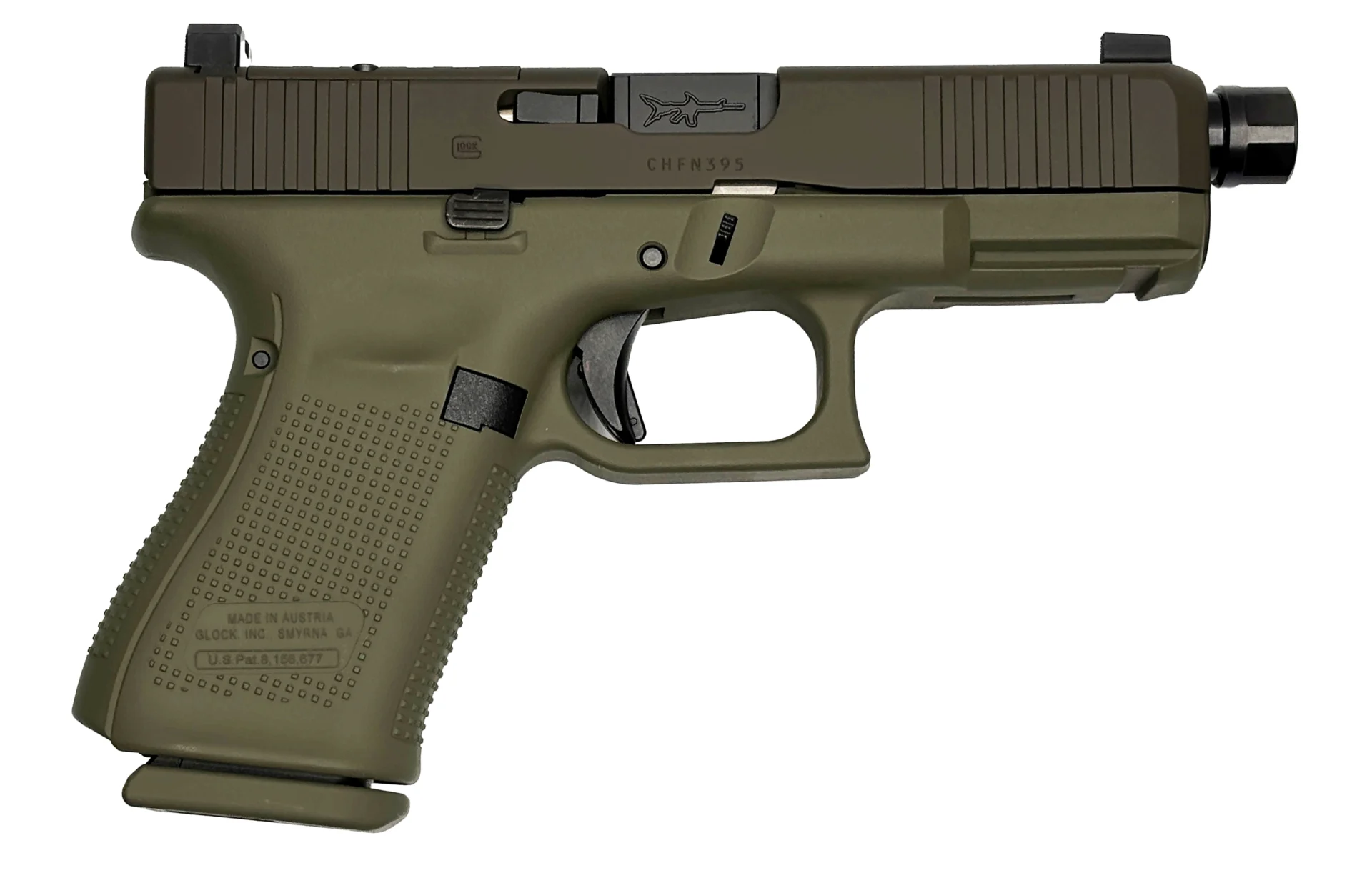 GLOCK 19V C4 OD GREEN 9MM 10RD BLACK BARREL SUPPRESSOR HEIGHTS SIGHTS OPTICS CUT PV1950201HUNT - Shark Coast Tactical