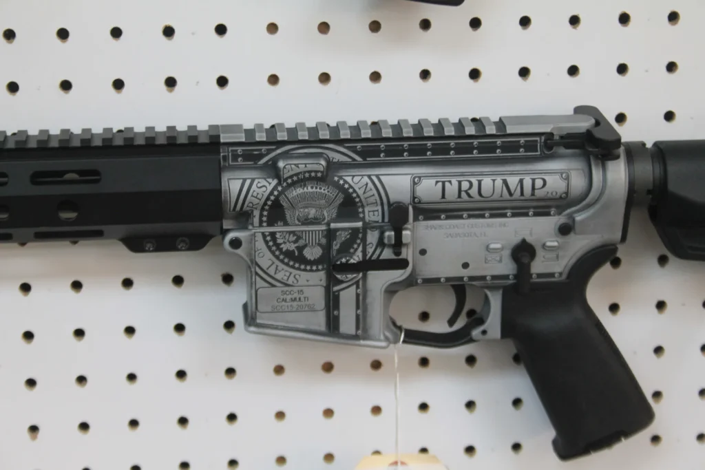 SHARK COAST TRUMP 2.0 AR15 RIFLE 5.56 16 INCH BARREL DISTRESSED SILVER BLACK